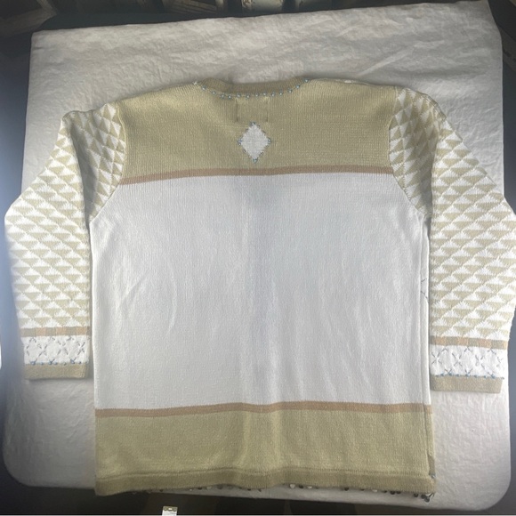 Storybook Knits Cream Cardigan with Blue Accents - Picture 11 of 13